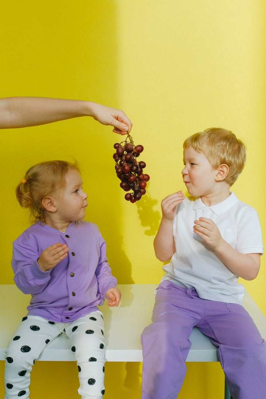 Children eating healthy snacks.